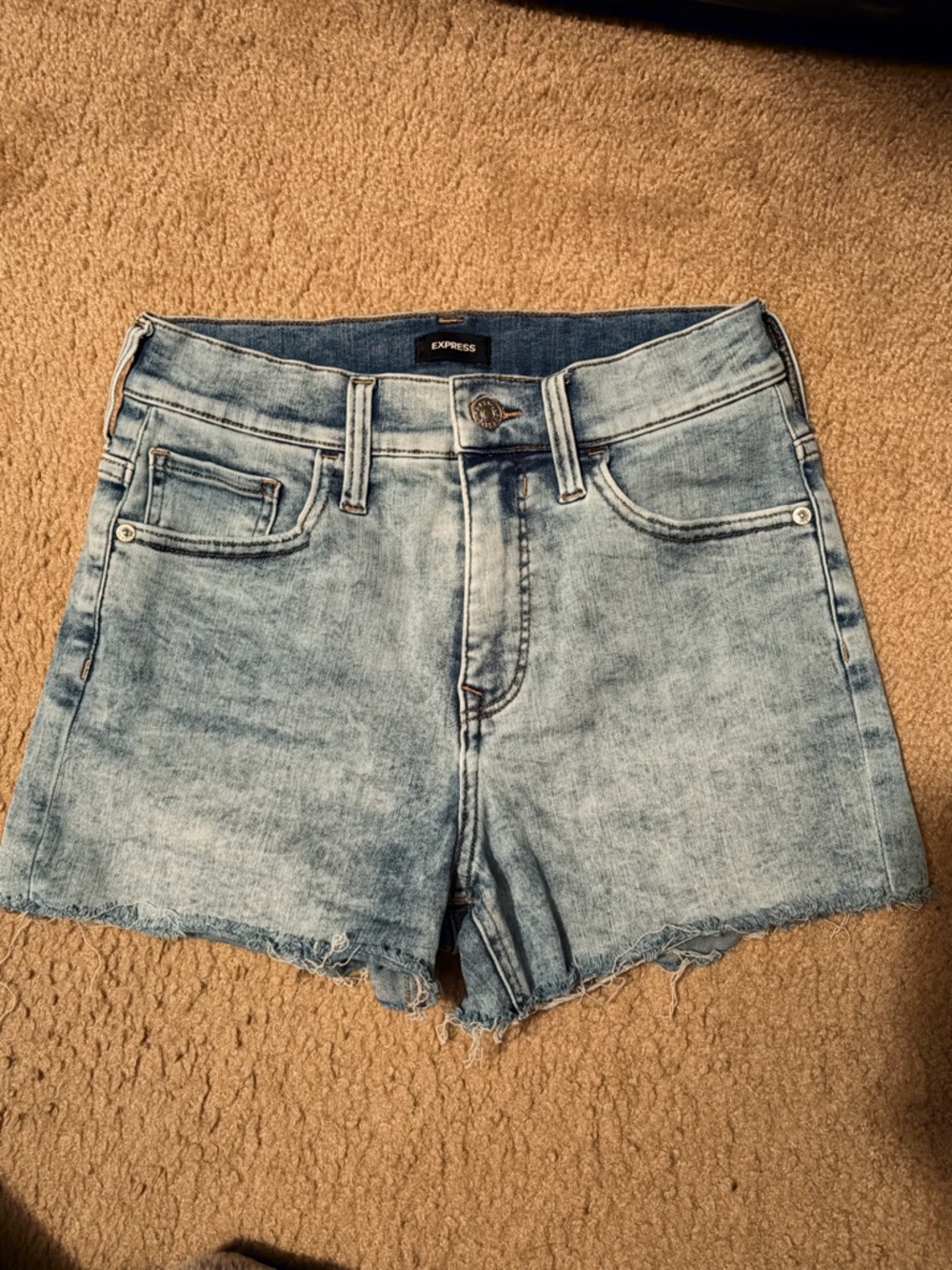 Express Light Wash Distressed Denim Cutoff Shorts